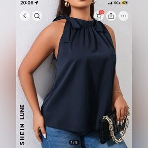SHEIN tie shoulder halter blouse